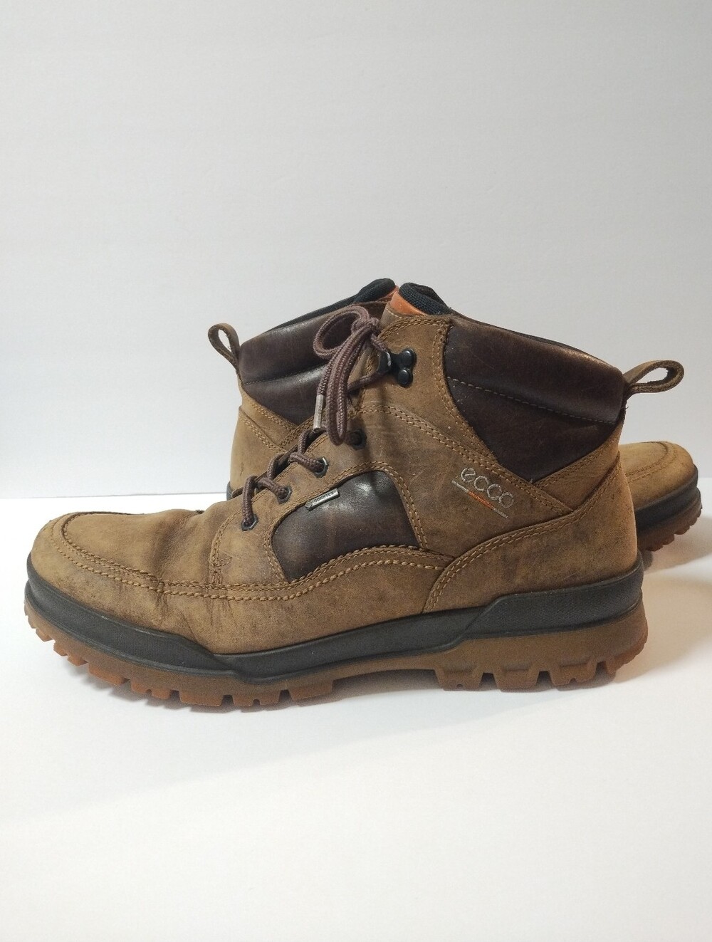 ECCO Track 6 Goretex Boots Brown Leather Lace Up Waterproof Size 47 US 13